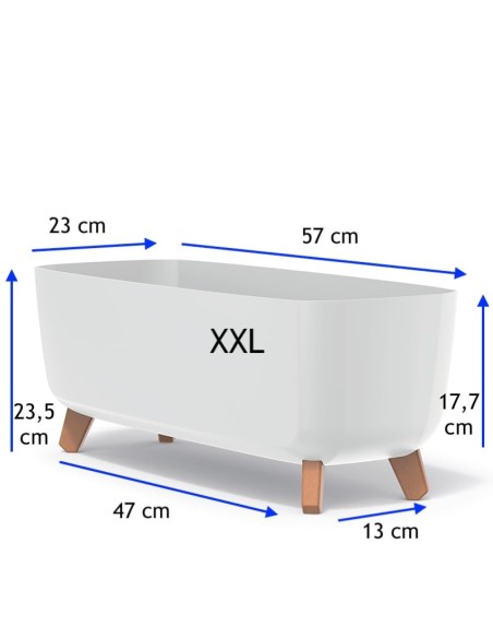 Plantenschaal op pootjes 57 × 23 × 24 cm mat, 19,5 L – Wit | Töpferkönig