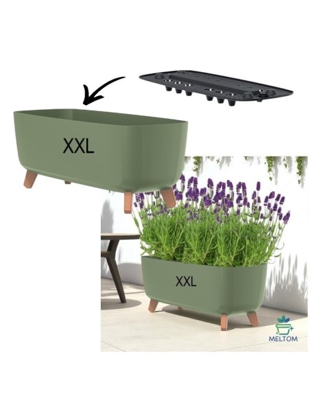 Jardinière sur pieds 57 × 23 × 24 cm mate, 19,5 L – Vert | Töpferkönig