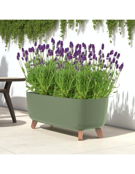 Jardinière sur pieds 57 × 23 × 24 cm mate, 19,5 L – Vert | Töpferkönig