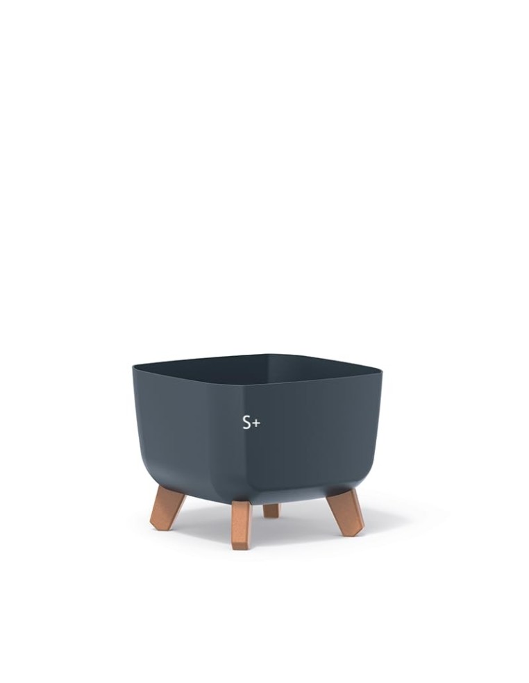 Cuenco para plantas cuadrado con patas 23 × 23 × 19 cm mate, 6 L – Antracita | Töpferkönig