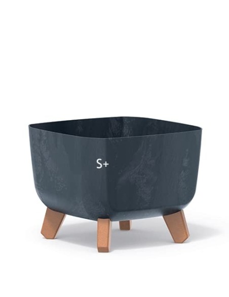 Pflanzschale eckig mit Füßen 23 × 23 × 19 cm Beton-Optik, 6 L – Beton Anthrazit | Töpferkönig
