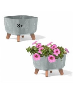 Plantenschaal vierkant op pootjes 23 × 23 × 19 cm betonlook, 6 L – Betongrijs | Töpferkönig
