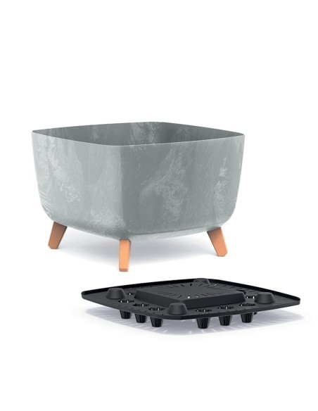 Ciotola per piante quadrata con piedini 23 × 23 × 19 cm effetto cemento, 6 L – Grigio cemento | Töpferkönig