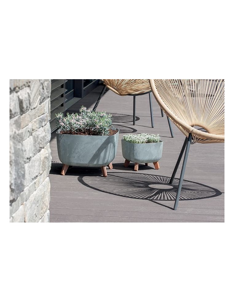 Ciotola per piante quadrata con piedini 23 × 23 × 19 cm effetto cemento, 6 L – Grigio cemento | Töpferkönig
