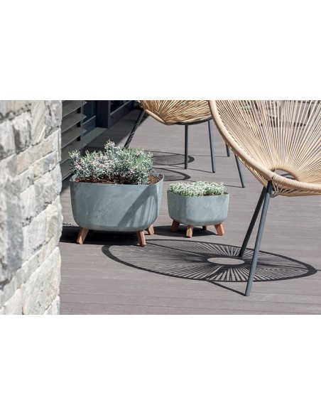 Pflanzschale eckig mit Füßen 23 × 23 × 19 cm Beton-Optik, 6 L – Beton Grau | Töpferkönig