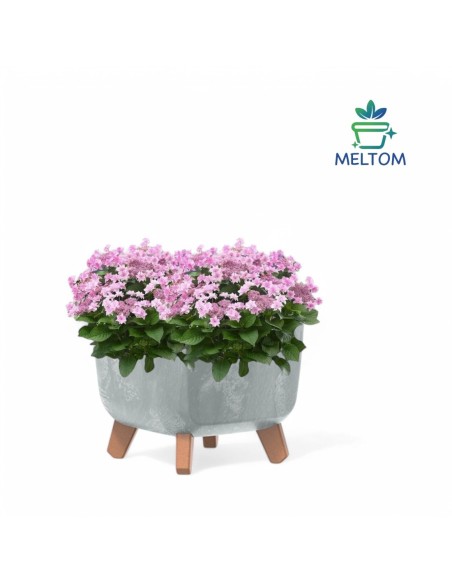 Plantenschaal vierkant op pootjes 23 × 23 × 19 cm betonlook, 6 L – Betongrijs | Töpferkönig