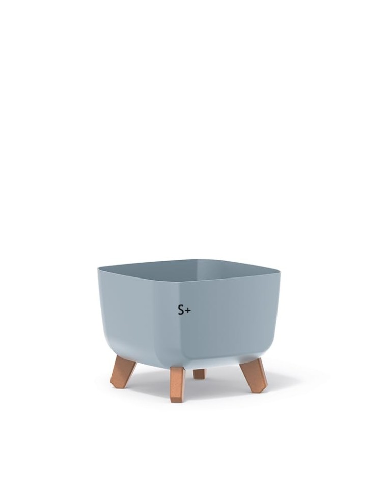 Ciotola per piante quadrata con piedini 23 × 23 × 19 cm opaca, 6 L – Grigio | Töpferkönig
