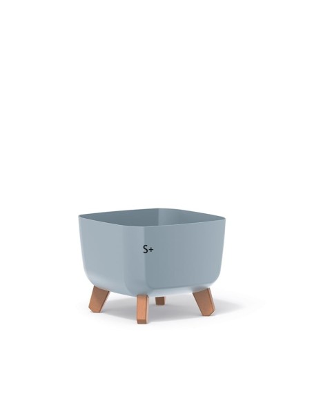 Ciotola per piante quadrata con piedini 23 × 23 × 19 cm opaca, 6 L – Grigio | Töpferkönig
