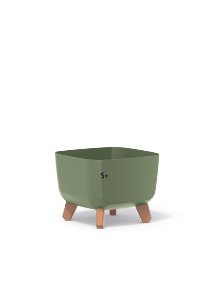Cuenco para plantas cuadrado con patas 23 × 23 × 19 cm mate, 6 L – Verde | Töpferkönig