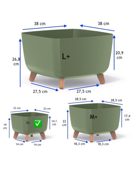 Vasque carrée sur pieds 23 × 23 × 19 cm mate, 6 L – Vert | Töpferkönig