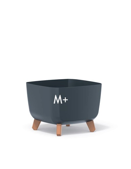 Cuenco para plantas cuadrado con patas 29 × 29 × 22 cm mate, 11 L – Antracita | Töpferkönig