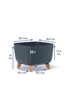 Ciotola per piante quadrata con piedini 29 × 29 × 22 cm opaca, 11 L – Antracite | Töpferkönig 2