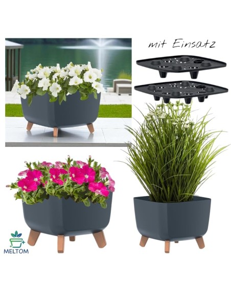 Vasque carrée sur pieds 29 × 29 × 22 cm mate, 11 L – Anthracite | Töpferkönig