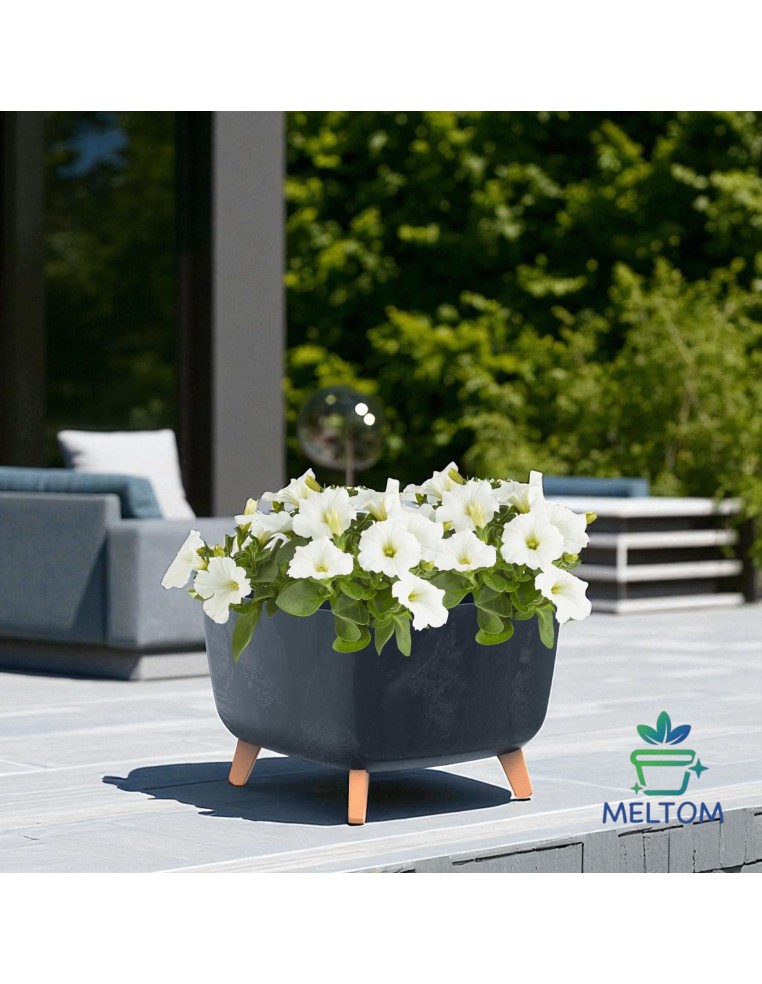 Vasque carrée sur pieds 29 × 29 × 22 cm aspect béton, 11 L – Béton anthracite | Töpferkönig