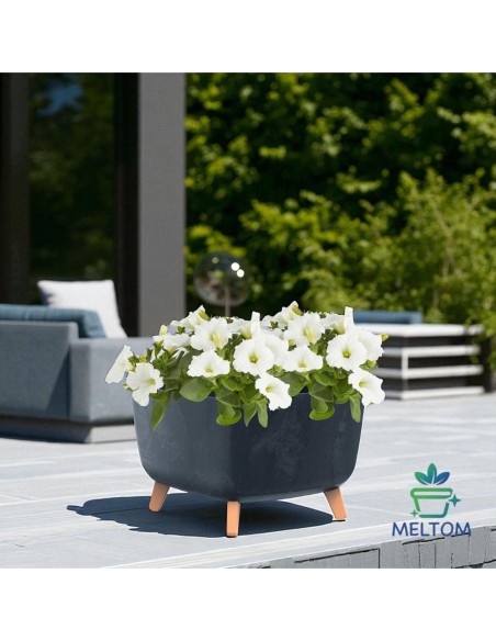 Plantenschaal vierkant op pootjes 29 × 29 × 22 cm betonlook, 11 L – Betonantraciet | Töpferkönig