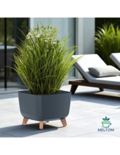 Cuenco para plantas cuadrado con patas 38 × 38 × 27 cm mate, 25 L – Antracita | Töpferkönig 2