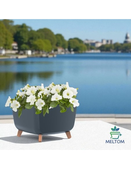 Plantenschaal vierkant op pootjes 38 × 38 × 27 cm mat, 25 L – Antraciet | Töpferkönig