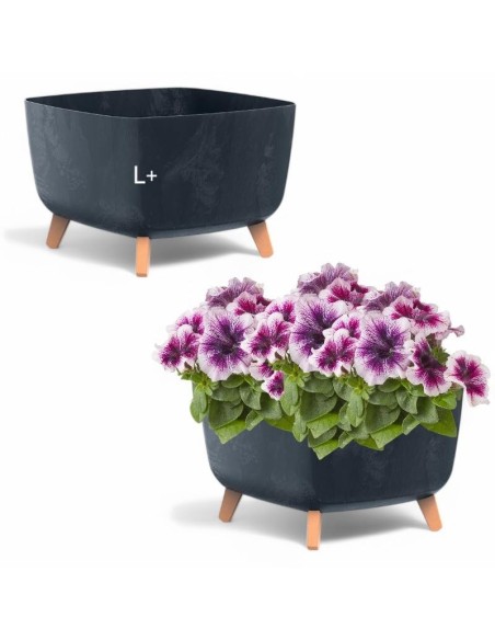 Vasque carrée sur pieds 38 × 38 × 27 cm aspect béton, 25 L – Béton anthracite | Töpferkönig