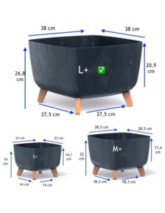 Vasque carrée sur pieds 38 × 38 × 27 cm aspect béton, 25 L – Béton anthracite | Töpferkönig 2