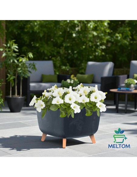 Vasque carrée sur pieds 38 × 38 × 27 cm aspect béton, 25 L – Béton anthracite | Töpferkönig