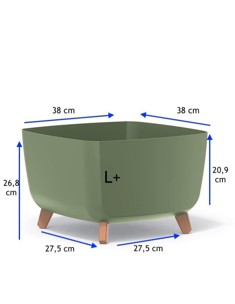 Vasque carrée sur pieds 38 × 38 × 27 cm mate, 25 L – Vert | Töpferkönig