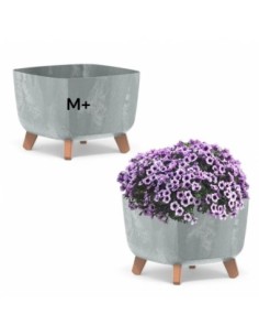 Pflanzschale eckig mit Füßen 29 × 29 × 22 cm Beton-Optik, 11 L – Beton Grau | Töpferkönig