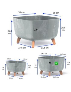 Vasque carrée sur pieds 29 × 29 × 22 cm aspect béton, 11 L – Béton gris | Töpferkönig 2