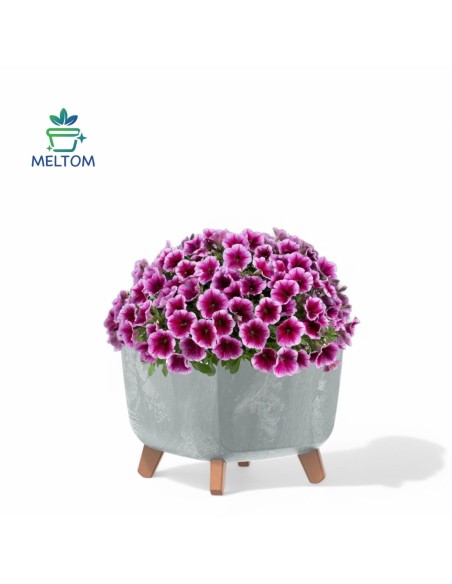 Plantenschaal vierkant op pootjes 29 × 29 × 22 cm betonlook, 11 L – Betongrijs | Töpferkönig