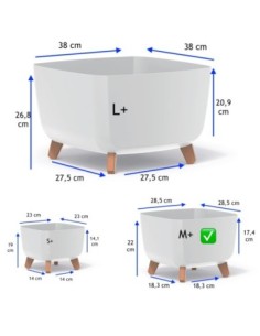 Pflanzschale eckig mit Füßen 29 × 29 × 22 cm Matt, 11 L – Weiß | Töpferkönig 2