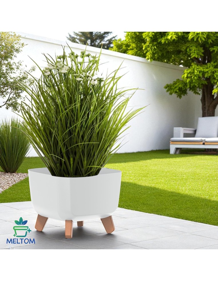 Ciotola per piante quadrata con piedini 29 × 29 × 22 cm opaca, 11 L – Bianco | Töpferkönig