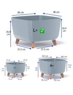 Vasque carrée sur pieds 38 × 38 × 27 cm mate, 25 L – Gris | Töpferkönig 2