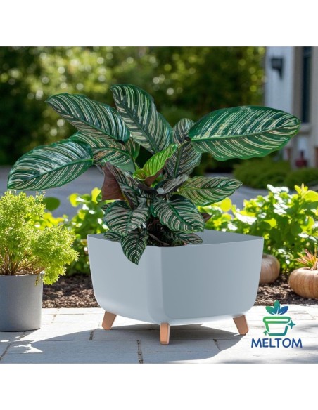 Plantenschaal vierkant op pootjes 38 × 38 × 27 cm mat, 25 L – Grijs | Töpferkönig