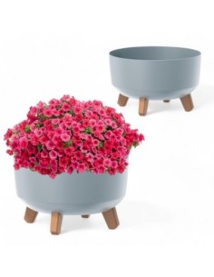 Ciotola per piante rotonda con piedini Ø28 × 18 cm opaca, 6,8 L – Grigio | Töpferkönig