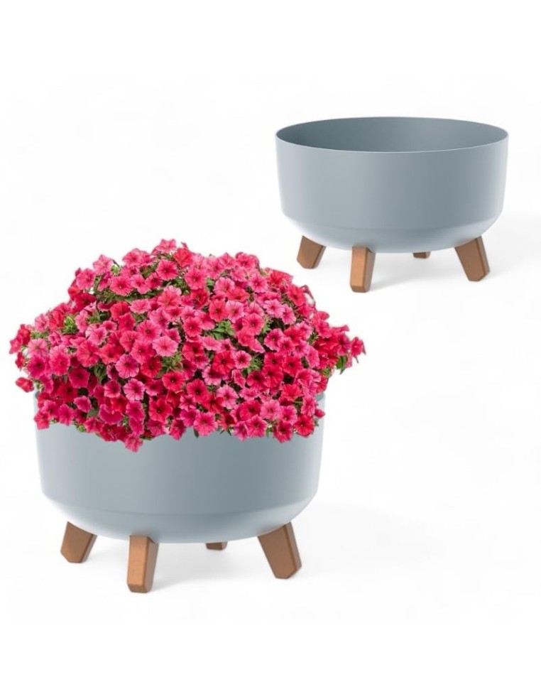 Cuenco para plantas redondo con patas Ø28 × 18 cm mate, 6,8 L – Gris | Töpferkönig