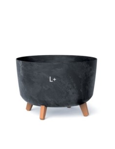 Cuenco para plantas redondo con patas Ø39 × 27 cm efecto hormigón, 21,5 L – Antracita hormigón | Töpferkönig