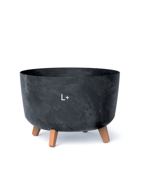 Cuenco para plantas redondo con patas Ø39 × 27 cm efecto hormigón, 21,5 L – Antracita hormigón | Töpferkönig