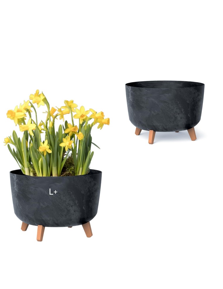 Vasque ronde sur pieds Ø39 × 27 cm aspect béton, 21,5 L – Béton anthracite | Töpferkönig