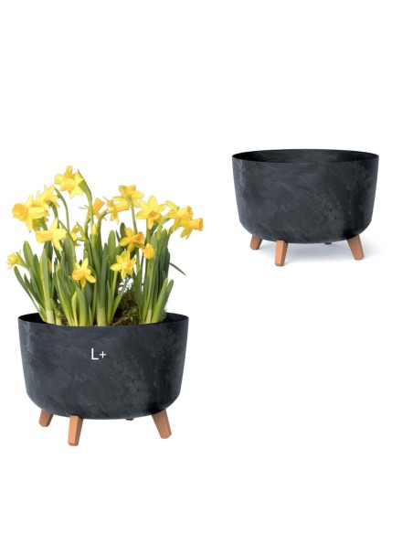 Plantenschaal rond op pootjes Ø39 × 27 cm betonlook, 21,5 L – Betonantraciet | Töpferkönig