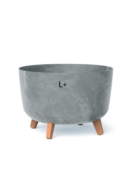 Cuenco para plantas redondo con patas Ø39 × 27 cm efecto hormigón, 21,5 L – Gris hormigón | Töpferkönig
