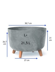 Ciotola per piante rotonda con piedini Ø39 × 27 cm effetto cemento, 21,5 L – Grigio cemento | Töpferkönig 2