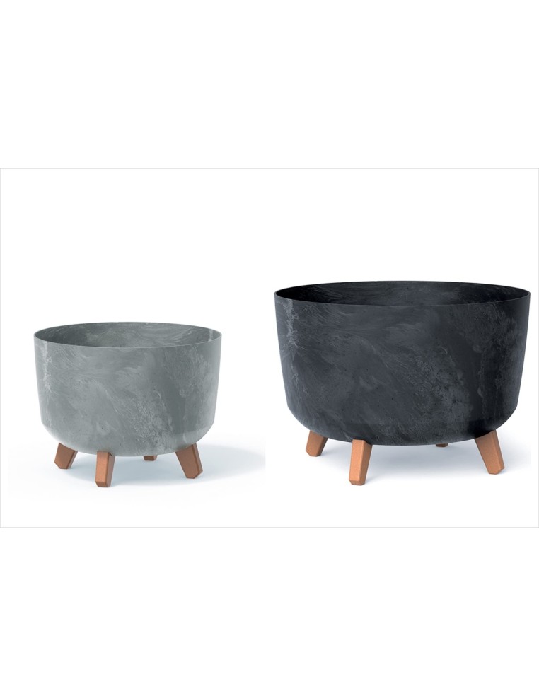 Plantenschaal rond op pootjes Ø39 × 27 cm betonlook, 21,5 L – Betongrijs | Töpferkönig