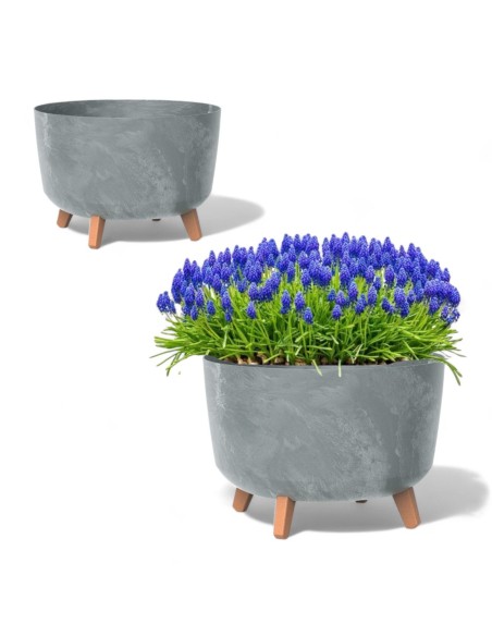 Vasque ronde sur pieds Ø39 × 27 cm aspect béton, 21,5 L – Béton gris | Töpferkönig