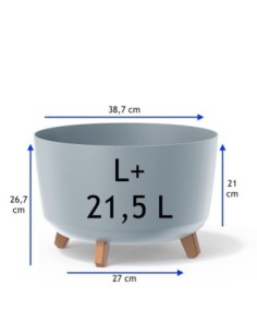 Vasque ronde sur pieds Ø39 × 27 cm mate, 21,5 L – Gris | Töpferkönig 2