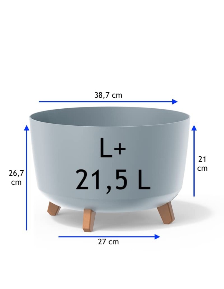 Plantenschaal rond op pootjes Ø39 × 27 cm mat, 21,5 L – Grijs | Töpferkönig