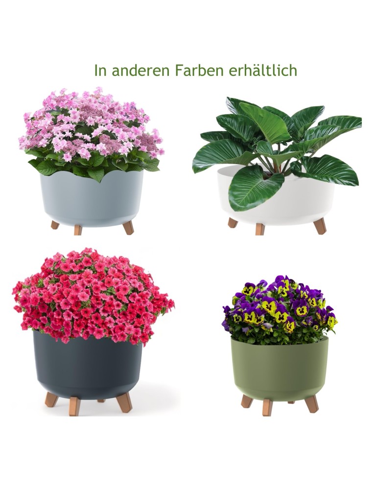 Pflanzschale rund mit Füßen Ø39 × 27 cm Matt, 21,5 L – Grau | Töpferkönig