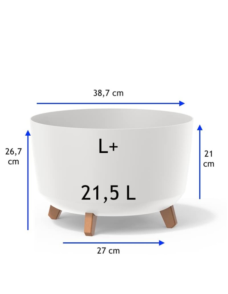 Cuenco para plantas redondo con patas Ø39 × 27 cm mate, 21,5 L – Blanco | Töpferkönig