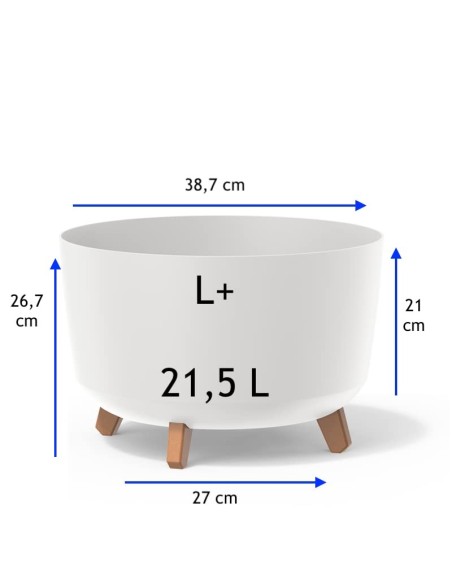 Pflanzschale rund mit Füßen Ø39 × 27 cm Matt, 21,5 L – Weiß | Töpferkönig