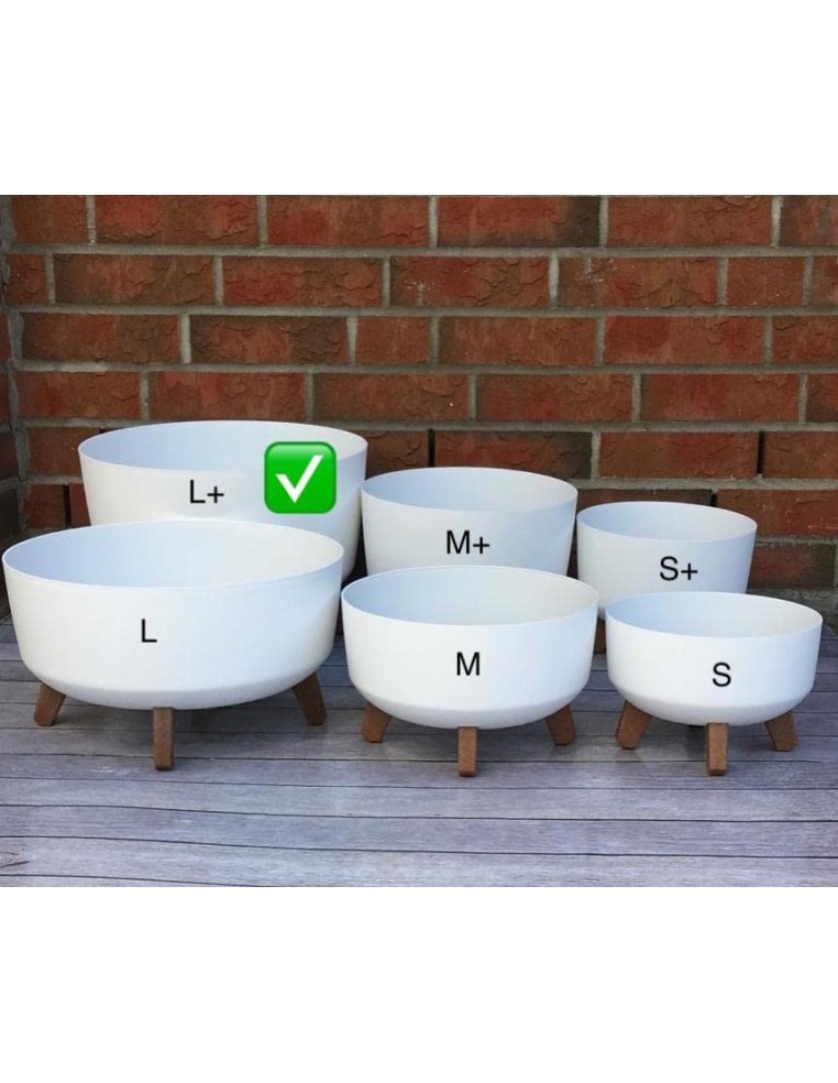 Ciotola per piante rotonda con piedini Ø39 × 27 cm opaca, 21,5 L – Bianco | Töpferkönig