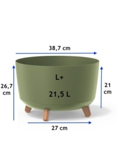 Plantenschaal rond op pootjes Ø39 × 27 cm mat, 21,5 L – Groen | Töpferkönig 2