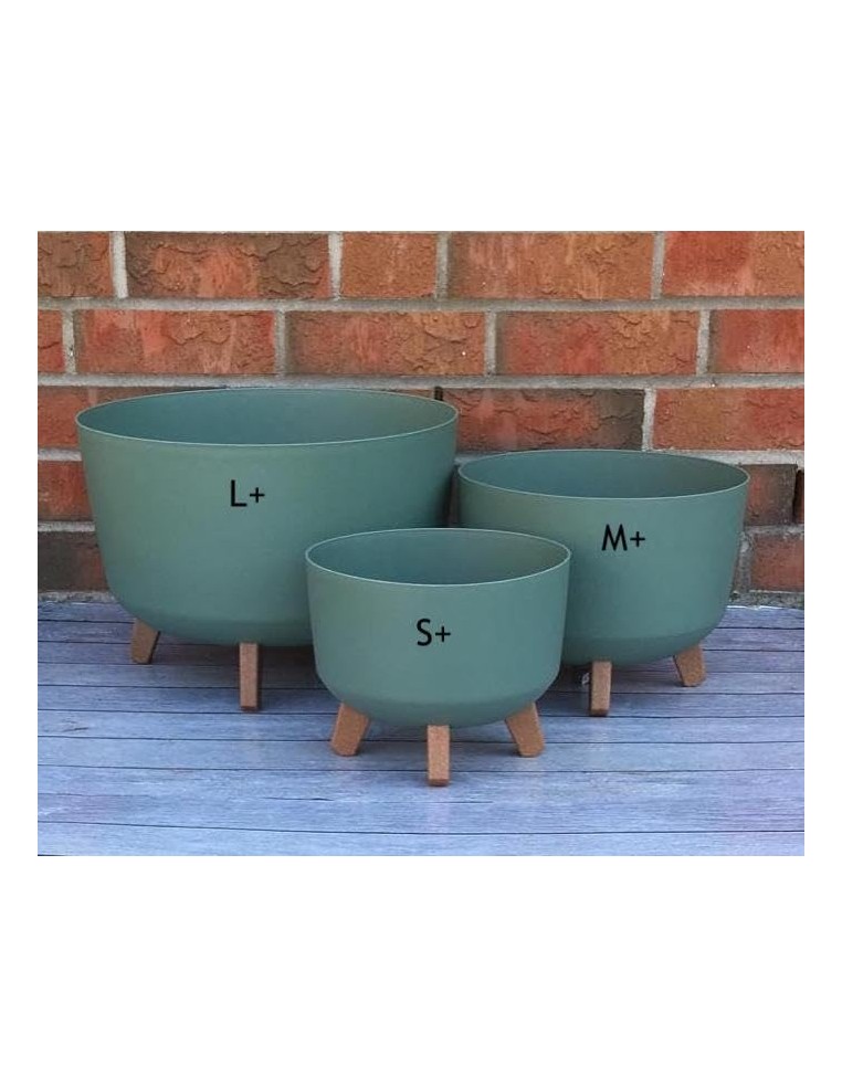 Ciotola per piante rotonda con piedini Ø39 × 27 cm opaca, 21,5 L – Verde | Töpferkönig